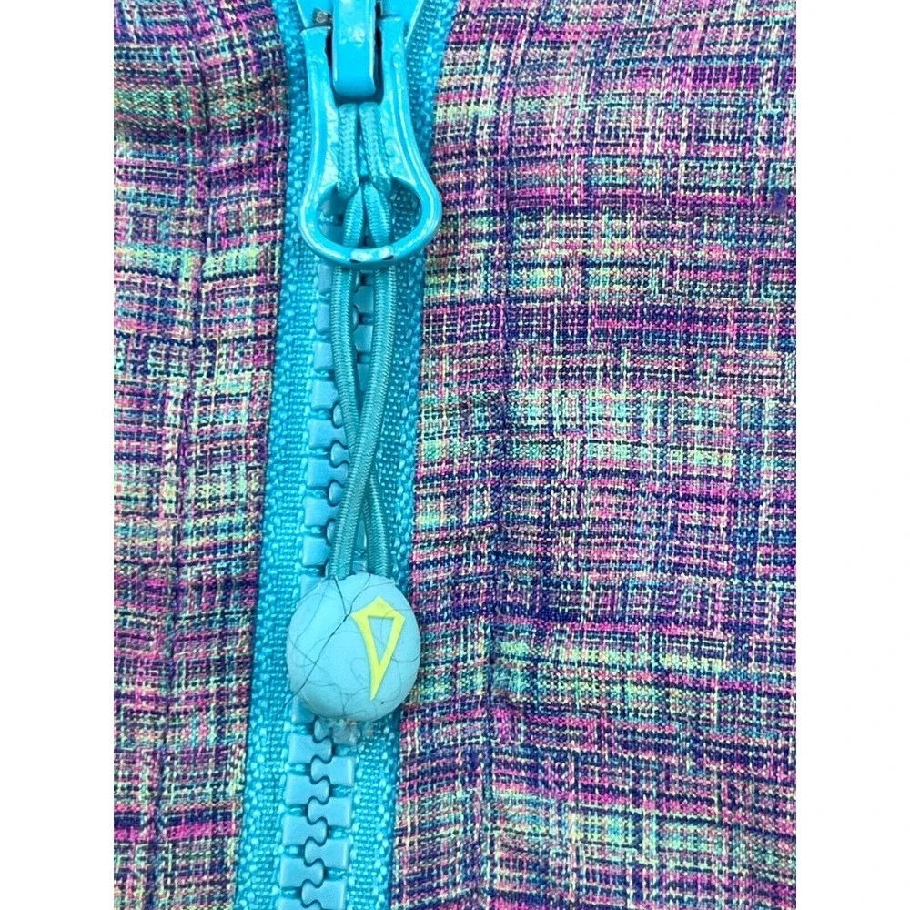 Ivivva Girls Hooded Lightweight Zip-Up Jacket Size 12 Purple & Turquoise‎ Plaid